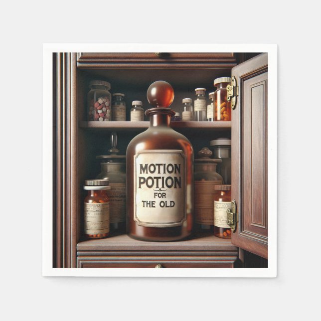 Old Potion Bottle In a Medicine Cabinet Napkins (Front)