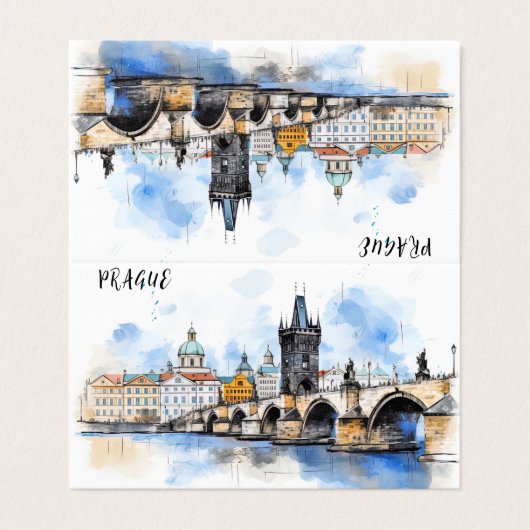 Old Prague, Charles bridge watercolor (Outside Unfolded)