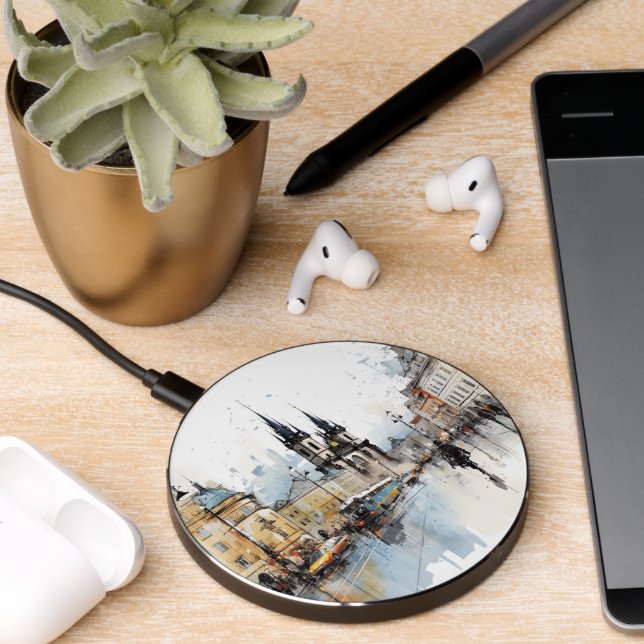 Old Prague, watercolor Wireless Charger (Desk 2)