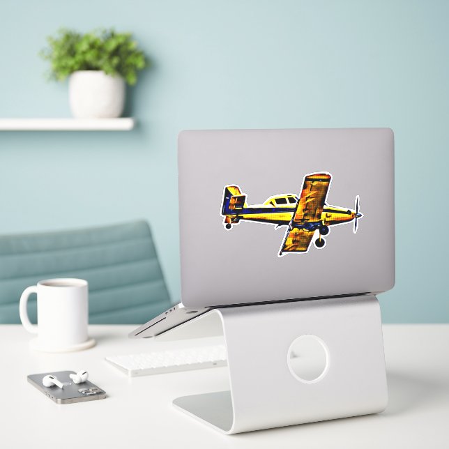 Old Prop Airplane Art Sticker (Laptop On Desk)