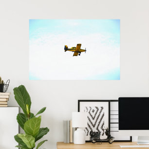 Old Propeller Plane Flying in the Sky Art Poster