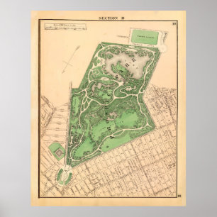 Old Prospect Park Map (1874) Vintage Brooklyn Poster