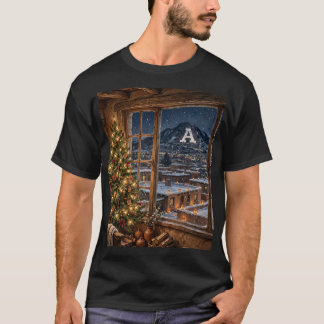 Old Pueblo Christmas Window View A Mountain T-Shirt