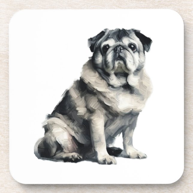 Old Pug Beverage Coaster (Front)