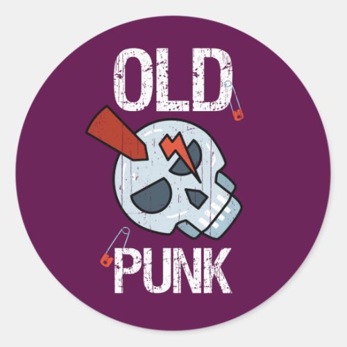Old Punk Skull Distressed Classic Round Sticker