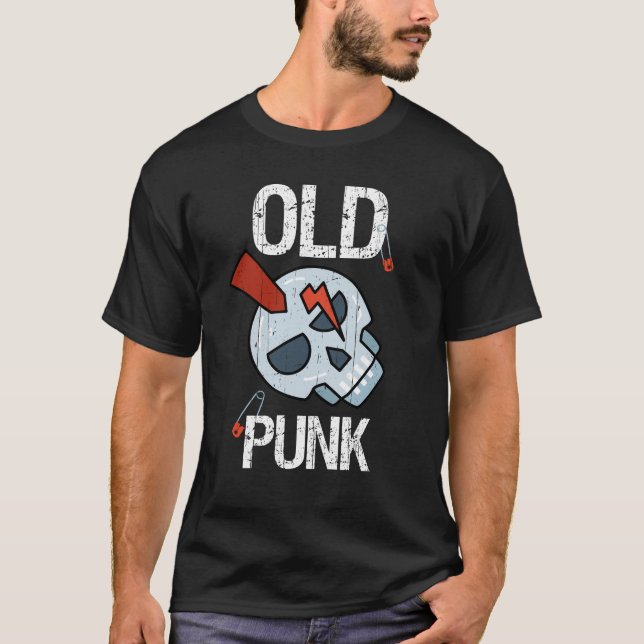Old Punk Skull Distressed T-Shirt (Front)