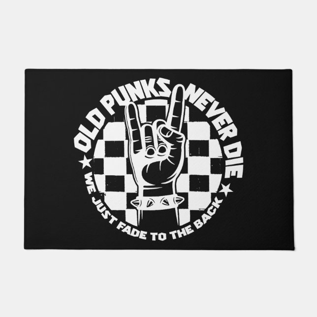 Old PUNKS Never Die Punk Rock Music Legend Custom Doormat (Front)