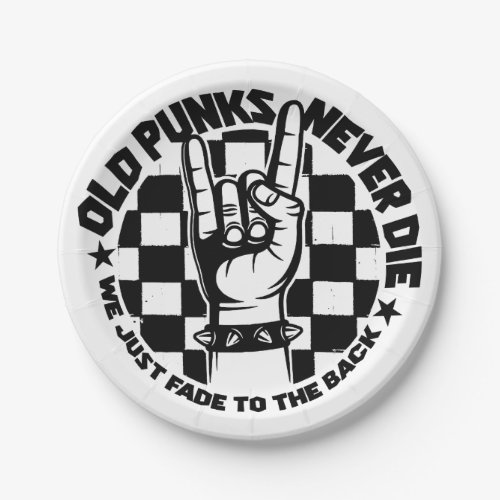 Old PUNKS Never Die Punk Rock Music Legend Custom Paper Plates