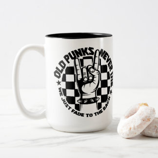 Old PUNKS Never Die Punk Rock Music Legend Custom Two-Tone Coffee Mug
