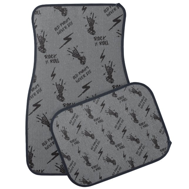 Old Punks Never Die Skeleton Rock On Gothic  Car Floor Mat (Set)