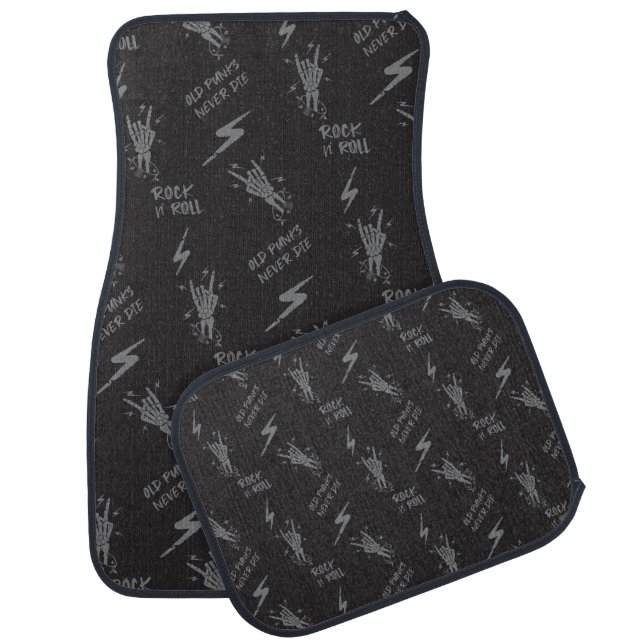 Old Punks Never Die Skeleton Rock On Gothic  Car Floor Mat (Set)