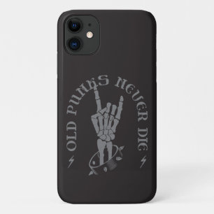 Old Punks Never Die Skeleton Rock On Gothic iPhone 11 Case