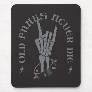 Old Punks Never Die Skeleton Rock On Gothic  Mouse Pad