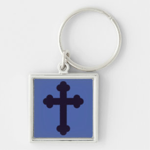 Old purple christian cross keychain