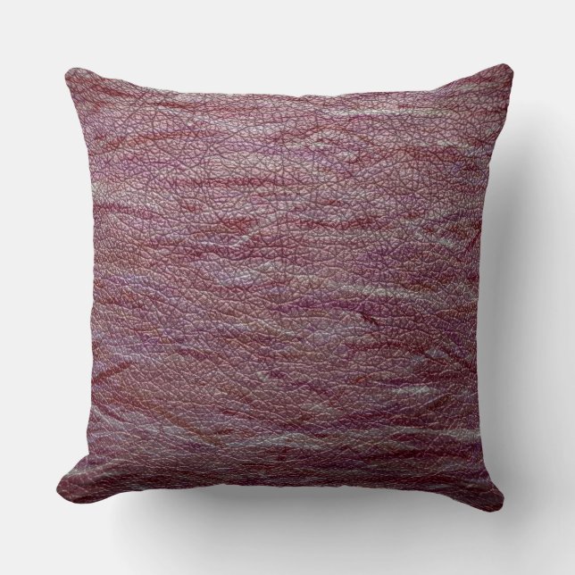 Old Purple Look Leather Throw Pillow (Front)