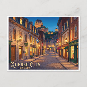 Old Quebec at Night Canada Postcard