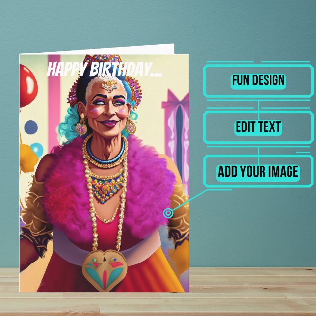 Old Queen of Hearts Funny Gay Birthday Card (Make sure their LGBTQ+ birthday is as gay as they are.)