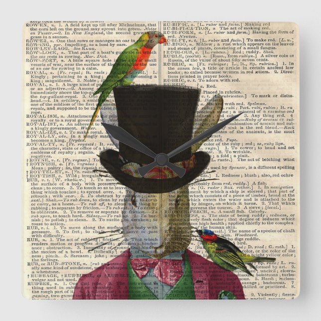 Old Rabbit Book Page Altered Wall Clock (Front)