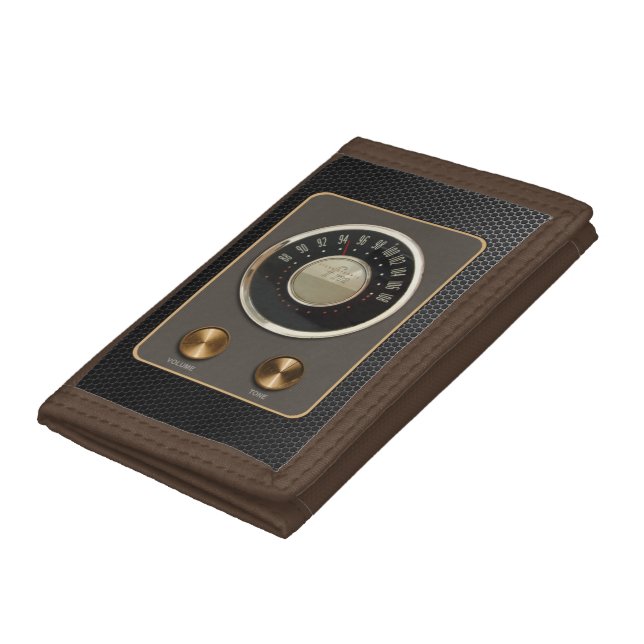 Old Radio Dial with Knobs Tri-fold Wallet (Bottom)