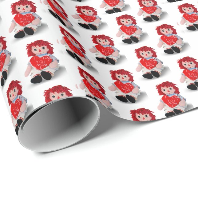 Old Rag Doll with heart for Mom Wrapping Paper (Roll Corner)