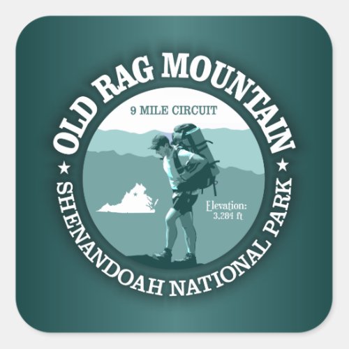 Old Rag Mountain rd Square Sticker
