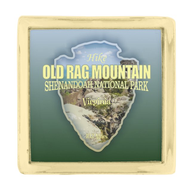 Old Rag Mtn (arrowhead) Gold Finish Lapel Pin (Front)