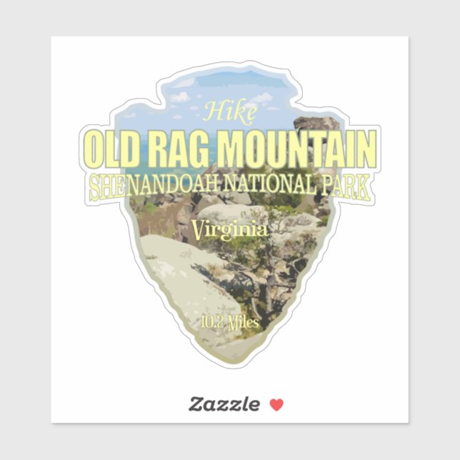 Old Rag Mtn (arrowhead) Sticker (Sheet)