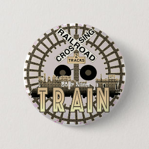 Old Railroad Train   Button