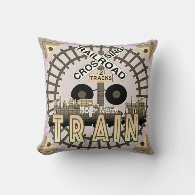 Old Railroad Train  Throw Pillow (Front)
