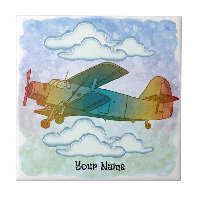 Old Rainbow Plane Ceramic Tile (Front)