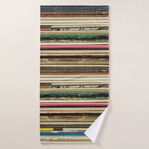 Old record carton covers stacked in pilerecord vi bath towel