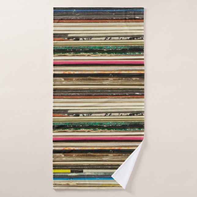 Old record carton covers stacked in pilerecord, vi bath towel (Bath Towel)