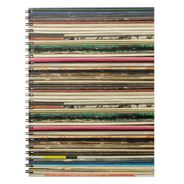 Old record carton covers stacked in pilerecord, vi notebook (Front)