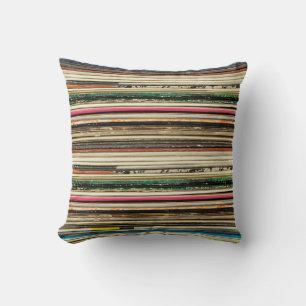 Old record carton covers stacked in pilerecord, vi throw pillow