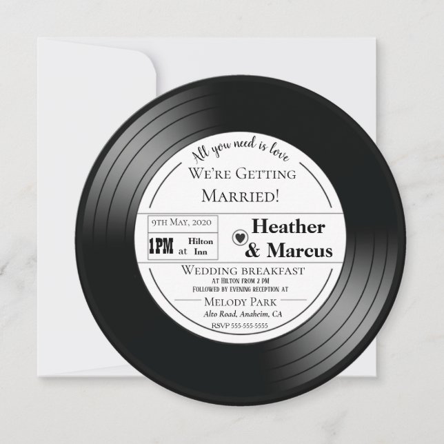Old Record Wedding Invitation (Front)