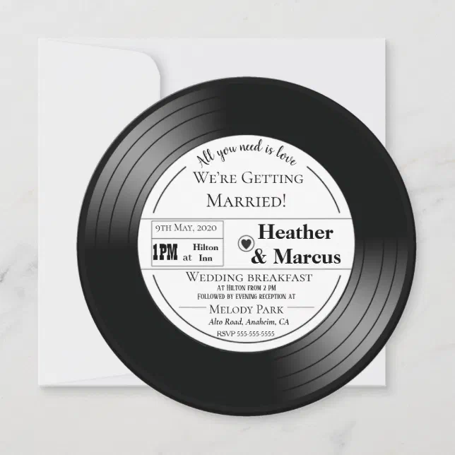 Old Record Wedding Invitation | Zazzle