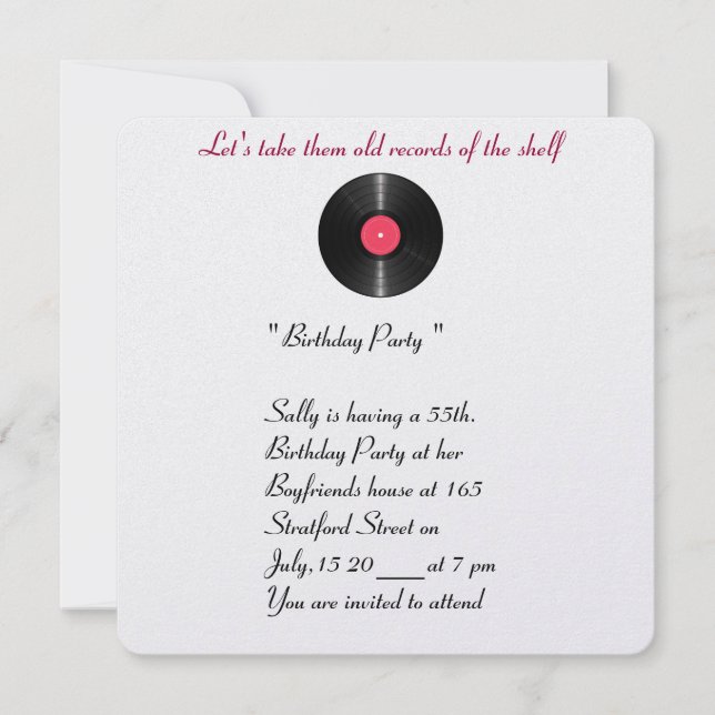 Old records birthday invitation. invitation (Front)