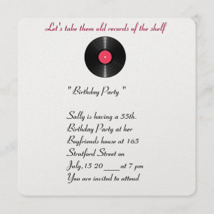 Old records birthday invitation. invitation