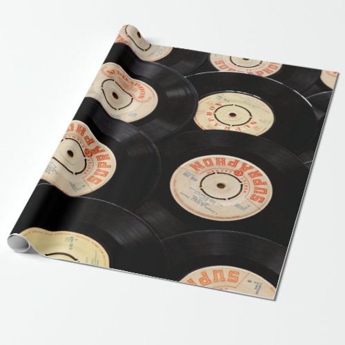 old records wrapping paper