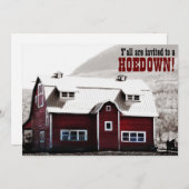 Old Red Barn Country Style Hoedown Barn Raising Invitation (Front/Back)