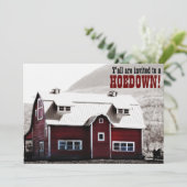Old Red Barn Country Style Hoedown Barn Raising Invitation (Standing Front)