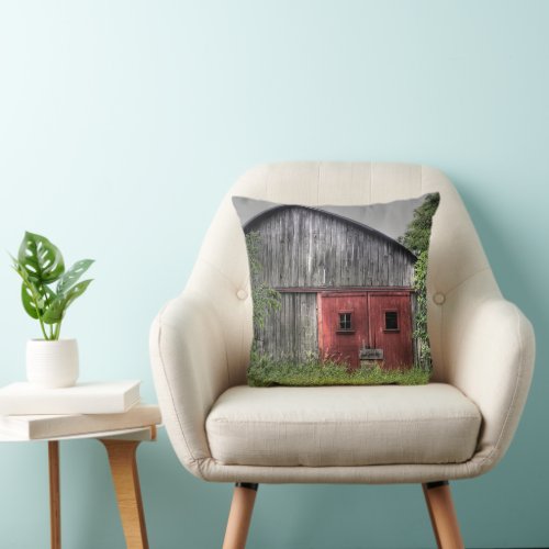 Old Red Barn Door Throw Pillow