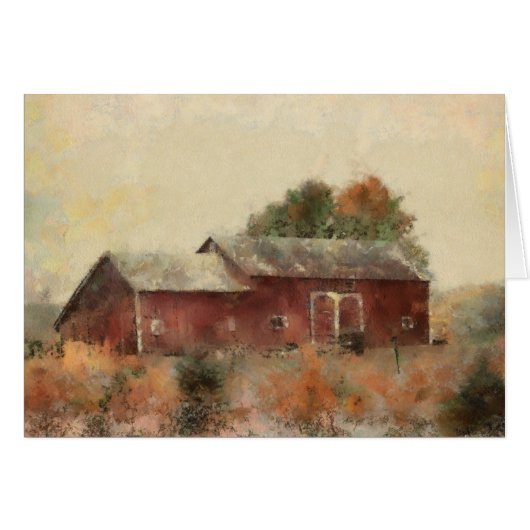 Old Red Barn Painted Postcard (Front Horizontal)