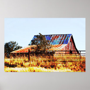 Old Red Barn Photographic Poster Art