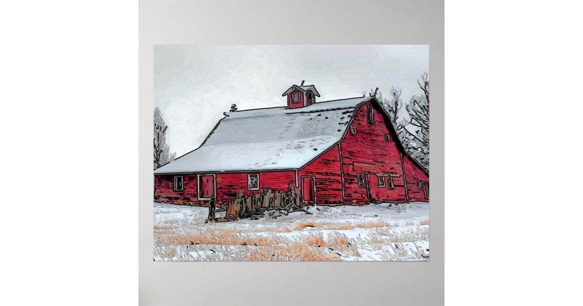 Old Red Barn Poster | Zazzle