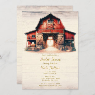 Old Red Barn Rustic Country Bridal Shower Invitation
