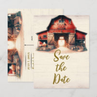 Old Red Barn Rustic Country Wedding Save the Date 