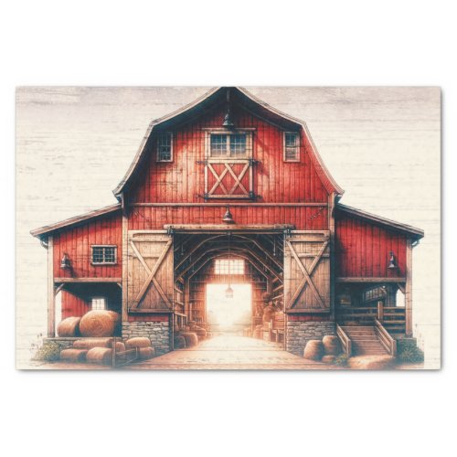 Old Red Barn Rustic Country Wedding Tissue Paper