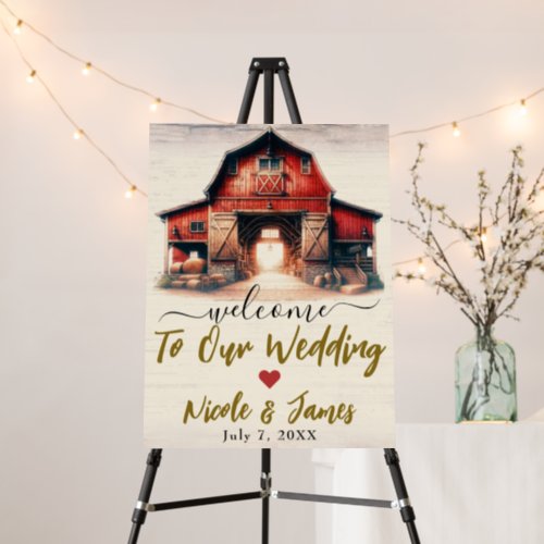 Old Red Barn Rustic Country Wedding Welcome  Foam Board