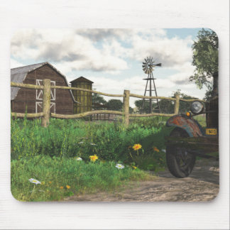 Old Red Barn & Rusty Truck Mouse Pad